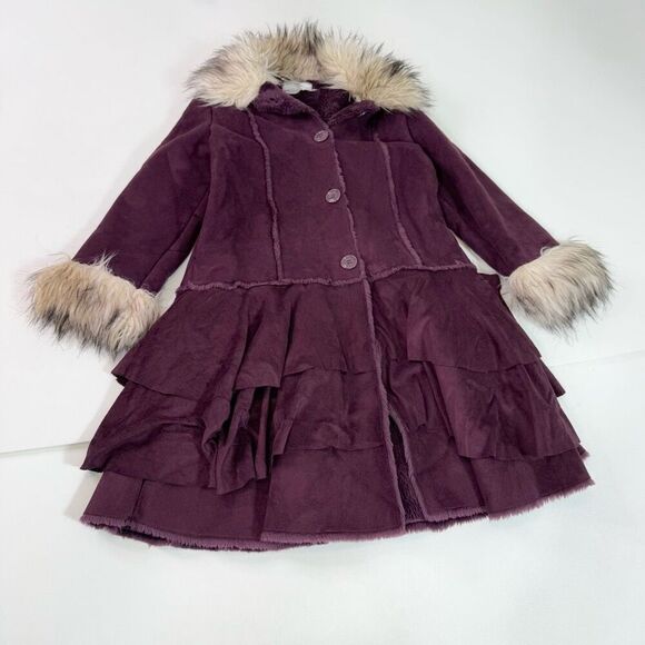 VTG American Widgeon Coat Womens 10 Penny Lane Faux Fur Suede Purple Vampire - Picture 1 of 6